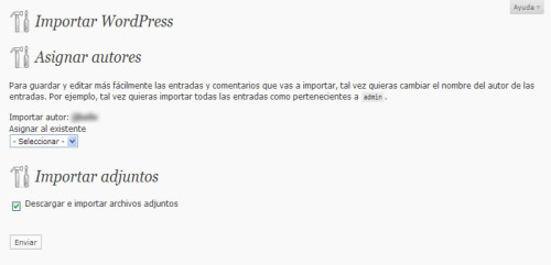 Figura 4 - Asignación de autores en el proceso de importación