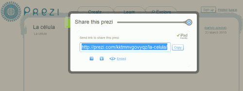 Figura 5- URL para compartir la presentación de Prezi