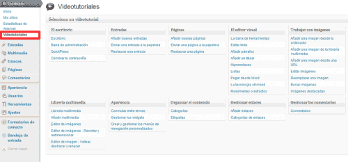 Figura 6 - Videotutoriales de WordPress