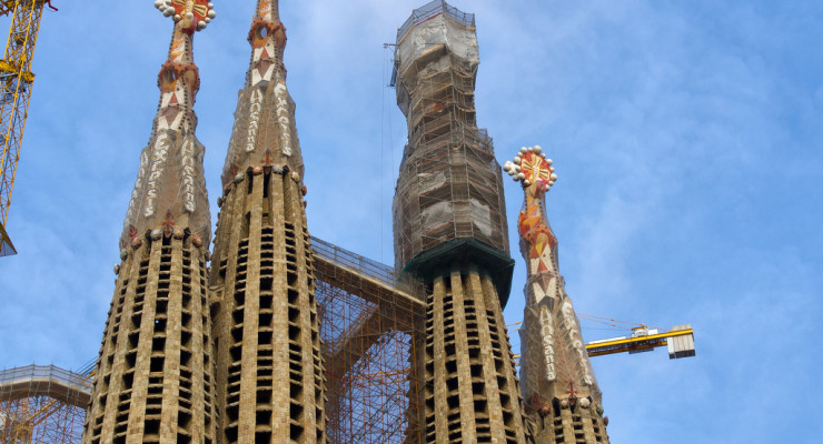 Detalle de la Sagrada Familia en construcción, Barcelona, por Ricard Gabarrús, en Flickr