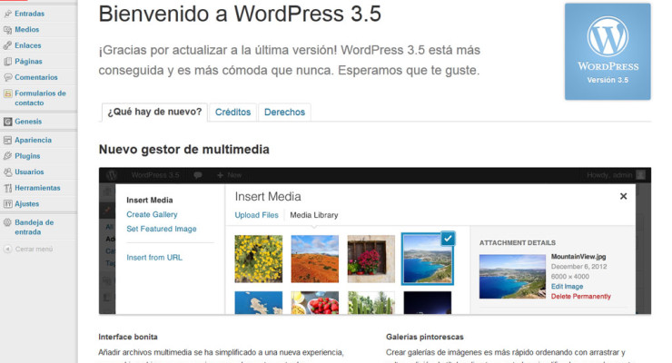 Cambios de la versión 3.5 de WordPress