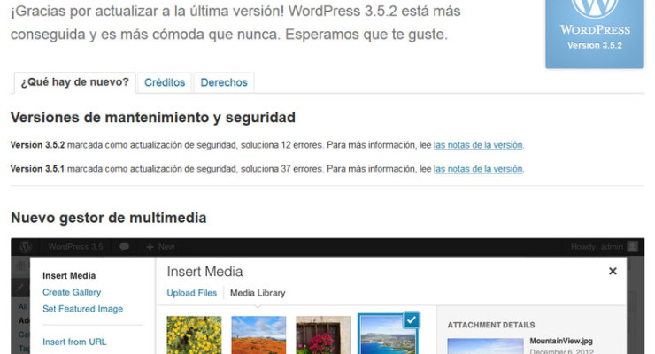 Bienvenidos a WordPress 3.5.2