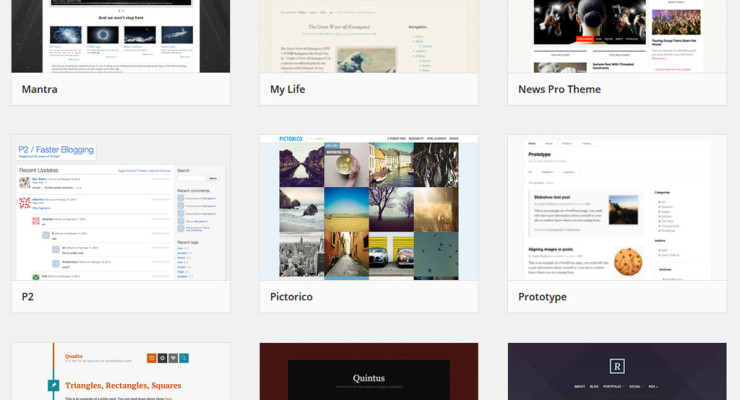 Algunos de los temas instalados en la plataforma Multiblog