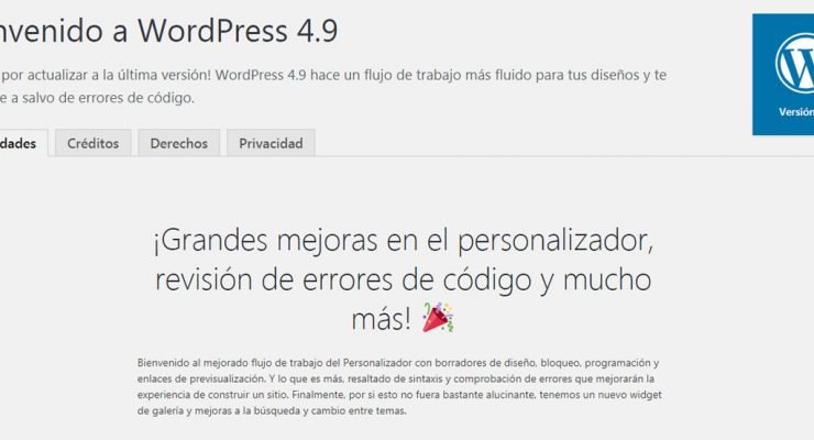 Novedades de la versión 4.9 de WordPress